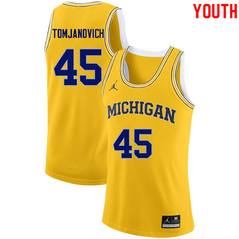 Youth #45 Rudy Tomjanovich Michigan Wolverines College Basketball Jerseys Sale-Yellow - Click Image to Close